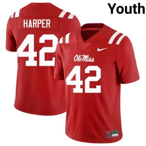 #42 Youth Red UM Rebels College Football Jack Harper Limited Jerseys 495871-779