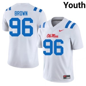 #96 College Football Embroidery Jamarious Brown Ole Mississippi White Youth Jersey 444100-797