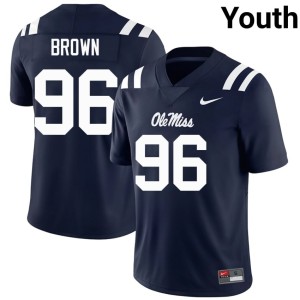 #96 Youth Jamarious Brown Ole Mississippi Rebels Navy College Football NCAA Jerseys 897228-665