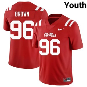 #96 Red Youth Official University of Mississippi College Football Jamarious Brown Jerseys 634609-715