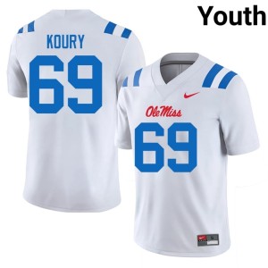 #69 Youth Ole Miss White College Football Joe Koury Embroidery Jersey 138288-948