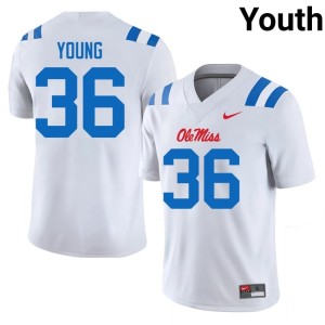 #36 White Keon Young Ole Mississippi College Football Youth University Jerseys 590373-869