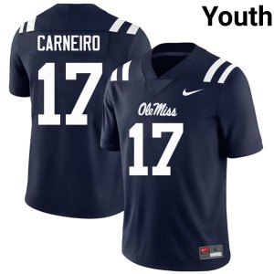 #17 Navy College Football Embroidery Ole Miss Youth Lucas Carneiro Jersey 273131-260