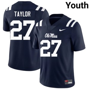#27 Youth College Football High School Macaleb Taylor Navy Ole Miss Rebels Jerseys 552553-858
