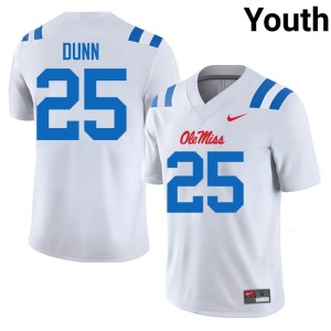 #25 Youth College Football White Maison Dunn Replica Mississippi Rebels Jerseys 537140-744