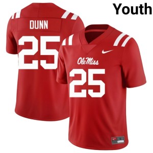#25 Mississippi Rebels Red Youth NCAA College Football Maison Dunn Jersey 986190-505