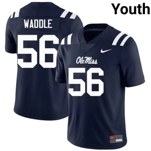#56 Mason Waddle Ole Miss Rebels Replica College Football Youth Navy Jerseys 999139-331