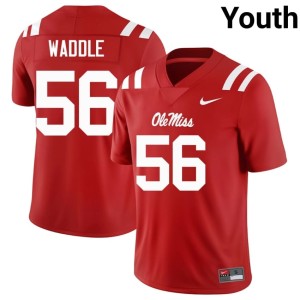 #56 Rebels Mason Waddle High School College Football Youth Red Jerseys 670281-341