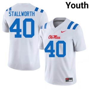 #40 White College Football Miss Rebels Youth 2026-27 Micah Stallworth Jerseys 776938-664