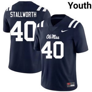 #40 College Football Youth Micah Stallworth Navy UM Rebels 2026-27 Jersey 230794-468