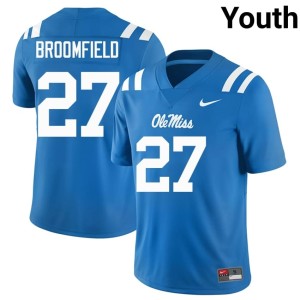 #27 Pat Broomfield Powder Blue Youth University Mississippi College Football Jersey 932976-940