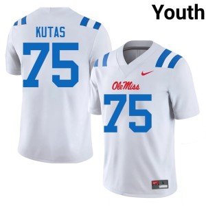 #75 High School White Youth Patrick Kutas College Football Ole Miss Jerseys 798108-268