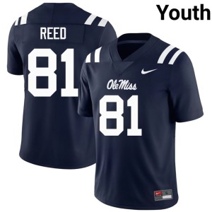 #81 Samari Reed Youth Navy College Football High School Mississippi Rebels Jerseys 769918-120