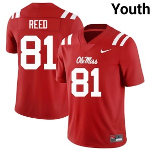 #81 Embroidery Samari Reed Youth College Football Red Miss Rebels Jersey 262497-318