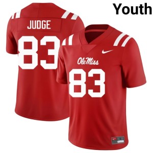 #83 Stitched Sean Judge Ole Miss Rebels College Football Red Youth Jersey 848046-202