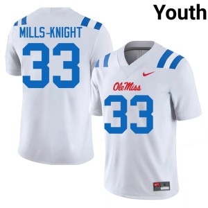 #33 UM Rebels Game White Shekai Mills-Knight Youth College Football Jersey 435542-208