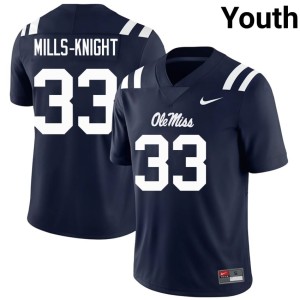 #33 Navy Youth Player Rebels College Football Shekai Mills-Knight Jersey 348094-839