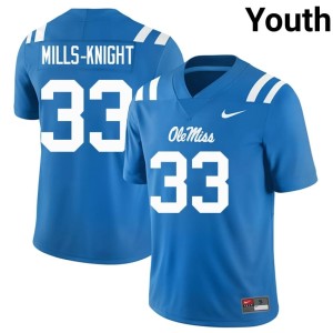 #33 NCAA Youth Shekai Mills-Knight Powder Blue College Football Rebels Jersey 942955-839