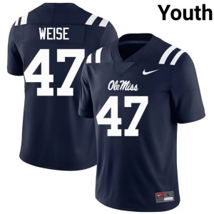 #47 Youth Game Stephon Weise Rebels College Football Navy Jerseys 922184-828