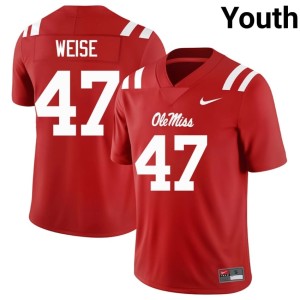 #47 College Football Miss Rebels Embroidery Stephon Weise Red Youth Jerseys 907014-207