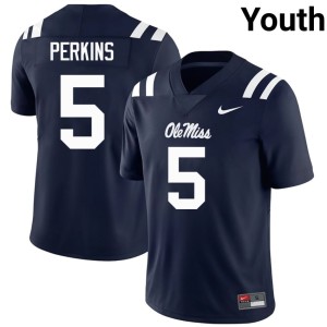 #5 Youth Navy Ole Miss Suntarine Perkins Official College Football Jerseys 197644-599