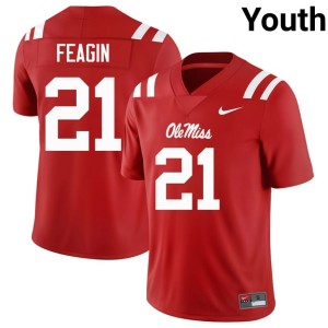 #21 Red 2026-27 College Football Tavoy Feagin Youth University of Mississippi Jersey 172067-738