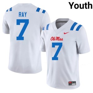 #7 White Traylon Ray Youth Ole Miss Player College Football Jerseys 954663-443
