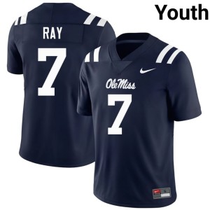 #7 College Football Navy Traylon Ray Youth UM Rebels NCAA Jerseys 953717-889