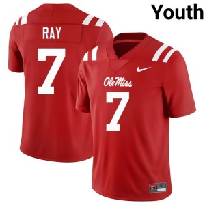 #7 Youth College Football Player Mississippi Traylon Ray Red Jersey 689473-914