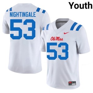 #53 UM Rebels College Football NCAA Youth Trey Nightingale White Jersey 883855-348