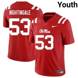 #53 Trey Nightingale University of Mississippi College Football Red Youth Limited Jersey 779583-371