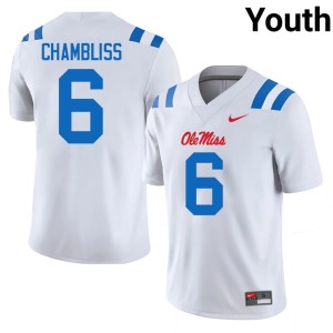 #6 Trinidad Chambliss White UM Rebels Limited Youth College Football Jerseys 814193-846