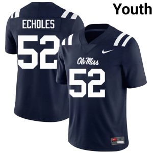 #52 Will Echoles University of Mississippi 2026-27 Navy Youth College Football Jersey 796820-641