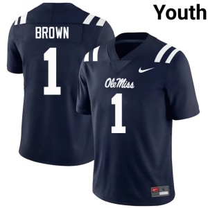 #1 Youth 2026 University of Mississippi Navy A.J. Brown College Football Jersey 573530-107