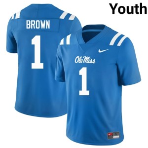 #1 College Football Powder Blue Youth A.J. Brown Mississippi 2026 Jerseys 849497-737