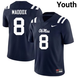 #8 AJ Maddox Embroidery Navy College Football Youth Forward Rebels Jerseys 230894-263
