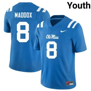 #8 Powder Blue Youth UM Rebels Replica AJ Maddox College Football Jerseys 583788-232