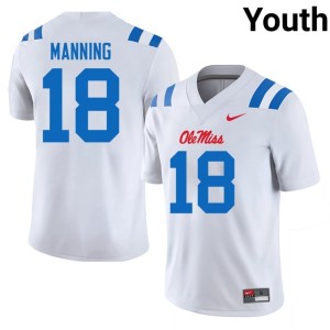 #18 Archie Manning Youth Ole Miss Rebels Stitched College Football White Jerseys 699736-347