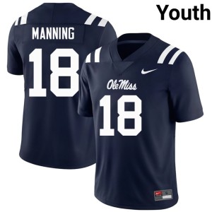 #18 Youth Limited College Football Archie Manning University of Mississippi Navy Jersey 610246-890