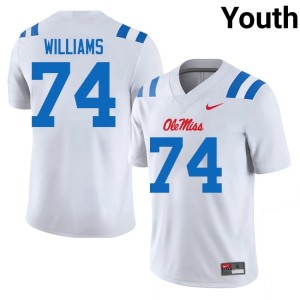 #74 College Football Ben Williams NCAA White Youth Ole Mississippi Rebels Jerseys 652927-816