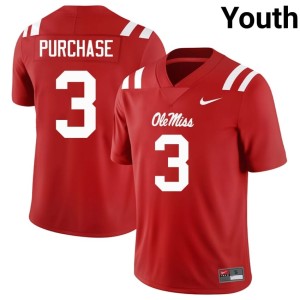 #3 College Football Youth Blake Purchase Ole Miss Rebels Red Alumni Jerseys 349686-165