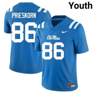 #86 Forward Rebels Embroidery Youth Brady Prieskorn College Football Powder Blue Jerseys 687656-589