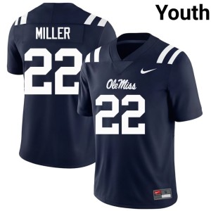 #22 High School Youth University of Mississippi College Football Navy Cameron Miller Jerseys 370082-703