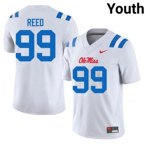 #99 Rebels Replica College Football Carmelow Reed White Youth Jerseys 265509-925