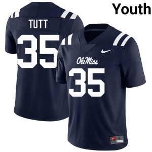#35 Limited Craig Tutt College Football Navy Youth Ole Mississippi Jersey 865721-222