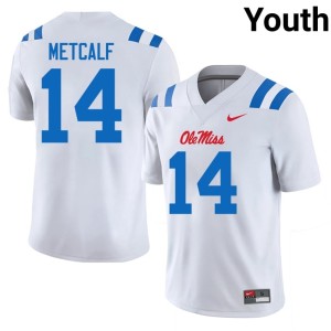 #14 Miss Rebels DK Metcalf Youth College Football University White Jersey 646811-707