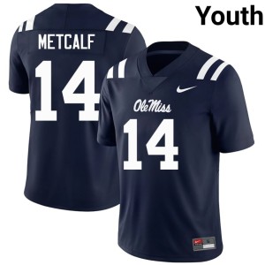 #14 College Football 2026-27 Ole Mississippi Rebels Navy Youth DK Metcalf Jerseys 872648-435