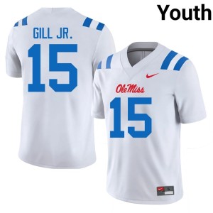 #15 Youth Mississippi College Football Darrell Gill Jr. Embroidery White Jersey 240517-205