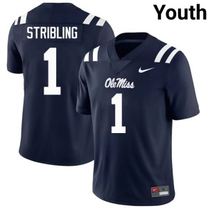 #1 Youth Ole Miss High School De'Zhaun Stribling Navy College Football Jerseys 871746-759