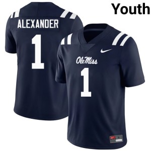 #1 Youth Alumni Rebels College Football Navy Deuce Alexander Jersey 713860-591